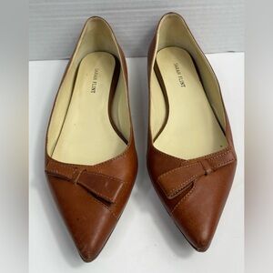 Sarah Flint Tan Leather Loafers with Bow Detail